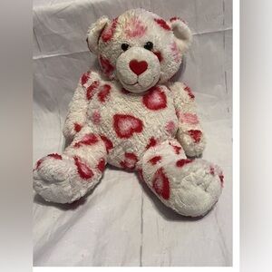 Build a Bear White with Red and Pink Hearts Plush Stuffed Animal Love Valentines